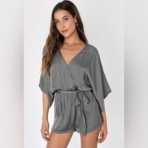 Lulus Ain't It Grand Satin Surplus Romper